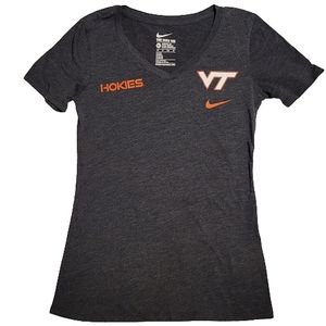 Nike women's Virginia Tech Hokies gray V neck short-sleeved tee-shirt size XS